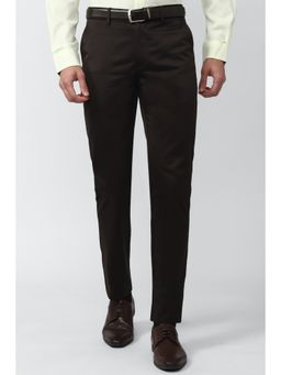 Peter England - Men Brown Solid Slim Fit Formal Trousers