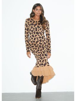 Never Fully Dressed - Brown Leopard Knit Missy Dress