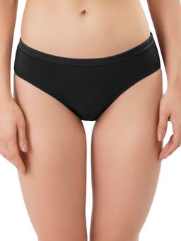Amante - Solid Three Forth Coverage Low Rise Bikini Panty Black