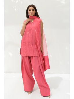 Khushboo & Pankaj - Blush Pink Solid Farshi Kurta and Salwar with Dupatta
