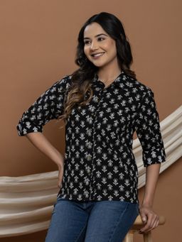 VEDANA - Pure Cotton Floral Printed Shirt