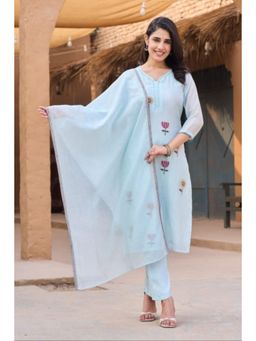 Zari Jaipur - Women Blue Kurta Pant And Dupatta