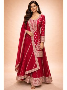 Zari Jaipur - Women Red Kurta Sharara And Dupatta