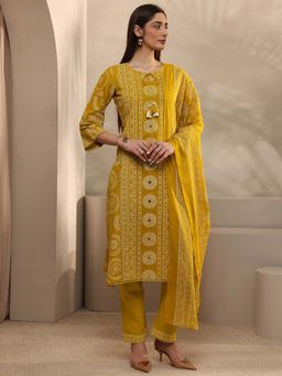 Libas - Printed Cotton Blend Straight Kurta with Pant and Dupatta