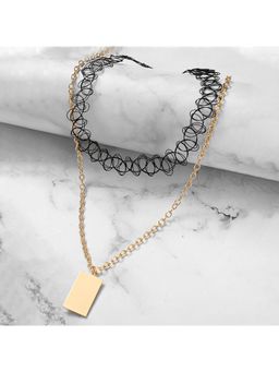 Yellow Chimes - Gold-Toned and Black Brass Gold-Plated Necklace