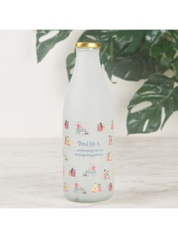 HomeTown - Good Life Glass Frosted Milk Bottle 1 Ltr In White Colour