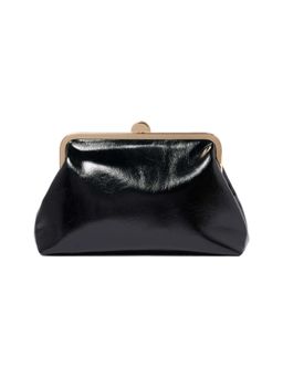 Forever New - Black Pu Solid Clutch with Detachable Chain Strap