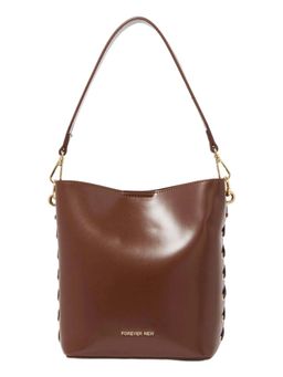 Forever New - Brown Pu Solid Handbag with Detachable Strap