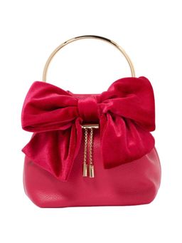Forever New - Red Pu Solid Clutch with Detachable Chain Strap