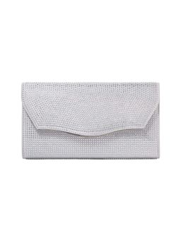 Forever New - Silver Pu Embellished Clutch with Detachable Chain Strap