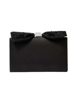 Forever New - Black Pu Embellished Clutch with Detachable Chain Strap