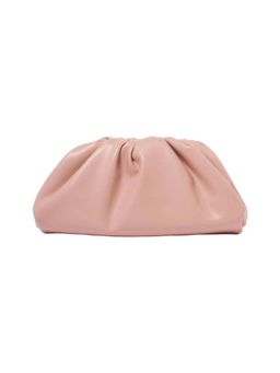 Forever New - Pink Polyester Solid Clutch with Detachable Chain Strap