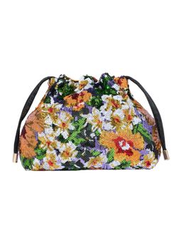 Forever New - Multi-Color Plastic Floral Clutch with Detachable Chain Strap