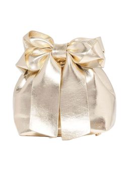 Forever New - Gold Pu Solid Clutch with Detachable Chain Strap