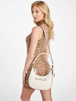 Guess - Cream Pu Textured Handheld Bag with Detachable Strap