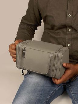 The House Of Ganges - Grey Pu Solid Pouch