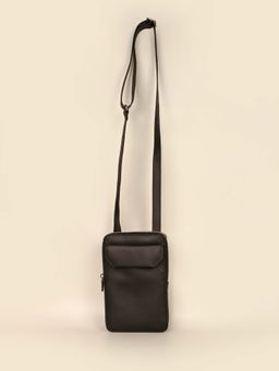 The House Of Ganges - Black Pu Solid Mobile Pouch Sling