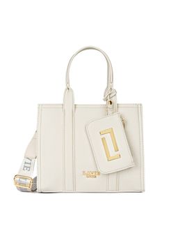 Lavie Luxe - Off White Synthetic Leather Solid Handbag with Detachable Strap