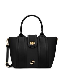 Lavie Signature - Black Synthetic Leather Solid Handbag with Detachable Strap