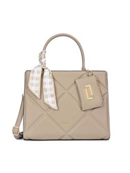 Lavie Luxe - Beige Synthetic Leather Textured Handbag with Detachable Strap