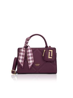 Lavie Luxe - Wine Synthetic Leather Textured Satchel with Detachable Strap