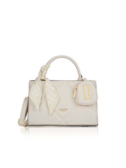 Lavie Luxe - Off White Synthetic Leather Textured Handheld Bag with Detachable Strap