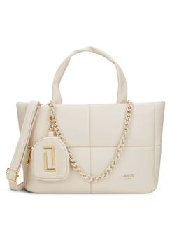 Lavie Luxe - Off White Synthetic Leather Solid Handbag with Detachable Strap
