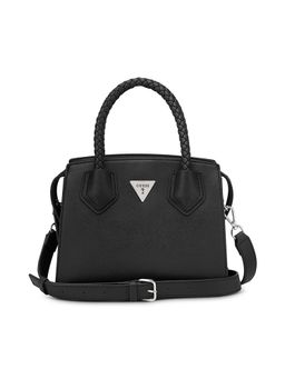 Guess - Black Pvc Solid Handheld Bag with Detachable Strap