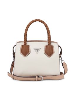 Guess - Off White Pvc Solid Satchel with Detachable Strap