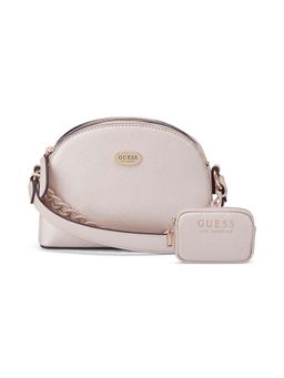 Guess - Beige Pu Solid Slingbag with Card Case