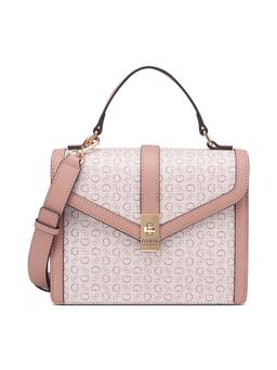 Guess - Pink Pvc Printed Satchel with Detachable Strap