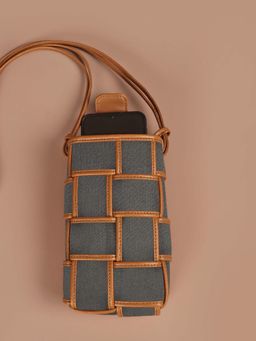 The House Of Ganges - Navy Blue Woven Cotton Solid Mobile Pouch Sling