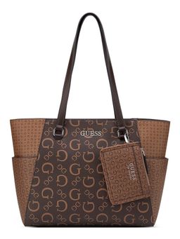 Guess - Brown Pvc Printed Handbag with Card Case