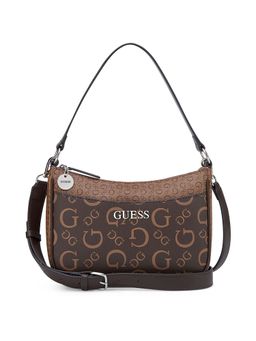 Guess - Brown Pvc Printed Handbag with Detachable Strap