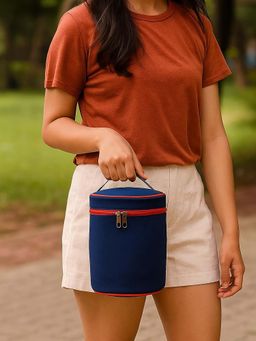 THE PURANI JEANS - Navy Blue Denim Solid Lunch Bag
