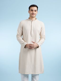 Diwas by Manyavar - Beige Embroidered Viscose Kurta