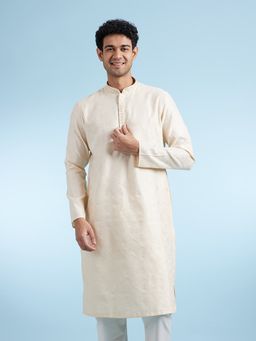 Diwas by Manyavar - Beige Woven Viscose Blend Kurta