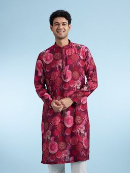 Diwas by Manyavar - Pink Printed Viscose Blend Kurta