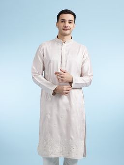 Diwas by Manyavar - Purple Embroidered Art Silk Kurta