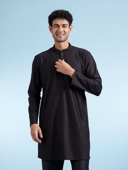 Diwas by Manyavar - Black Woven Knitted Kurta