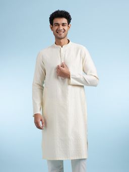 Diwas by Manyavar - Cream Woven Viscose Blend Kurta