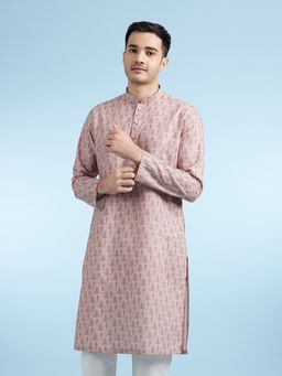 Diwas by Manyavar - Orange Printed Cotton Blend Kurta