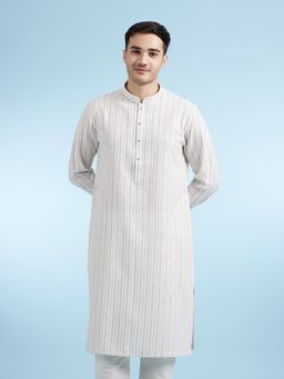 Diwas by Manyavar - Beige Woven Cotton Blend Kurta