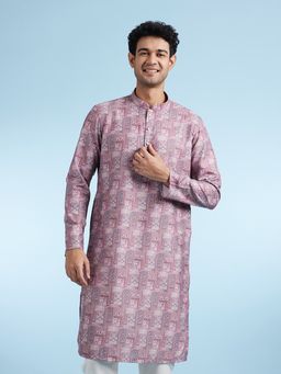 Diwas by Manyavar - Pink Self Design Cotton Blend Kurta