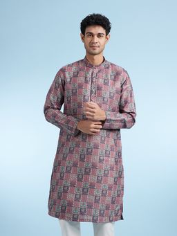 Diwas by Manyavar - Pink Self Design Cotton Blend Kurta