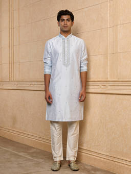 TASVA - Blue Embroidered Polyviscose Kurta and Pyjama