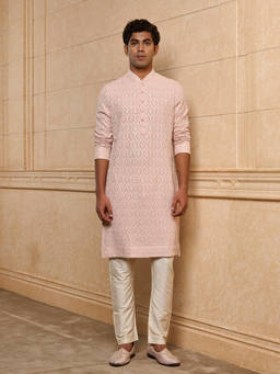 TASVA - Pink Embroidered Viscose Kurta and Pyjama