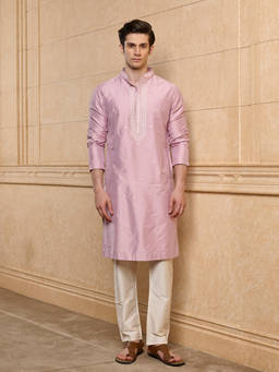 TASVA - Pink Embroidered Polyviscose Kurta and Pyjama