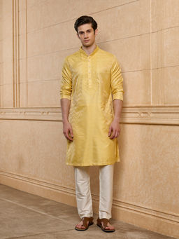 TASVA - Yellow Woven Polyviscose Kurta and Pyjama