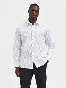 Selected - White All Over Print Full Sleeves Shirt